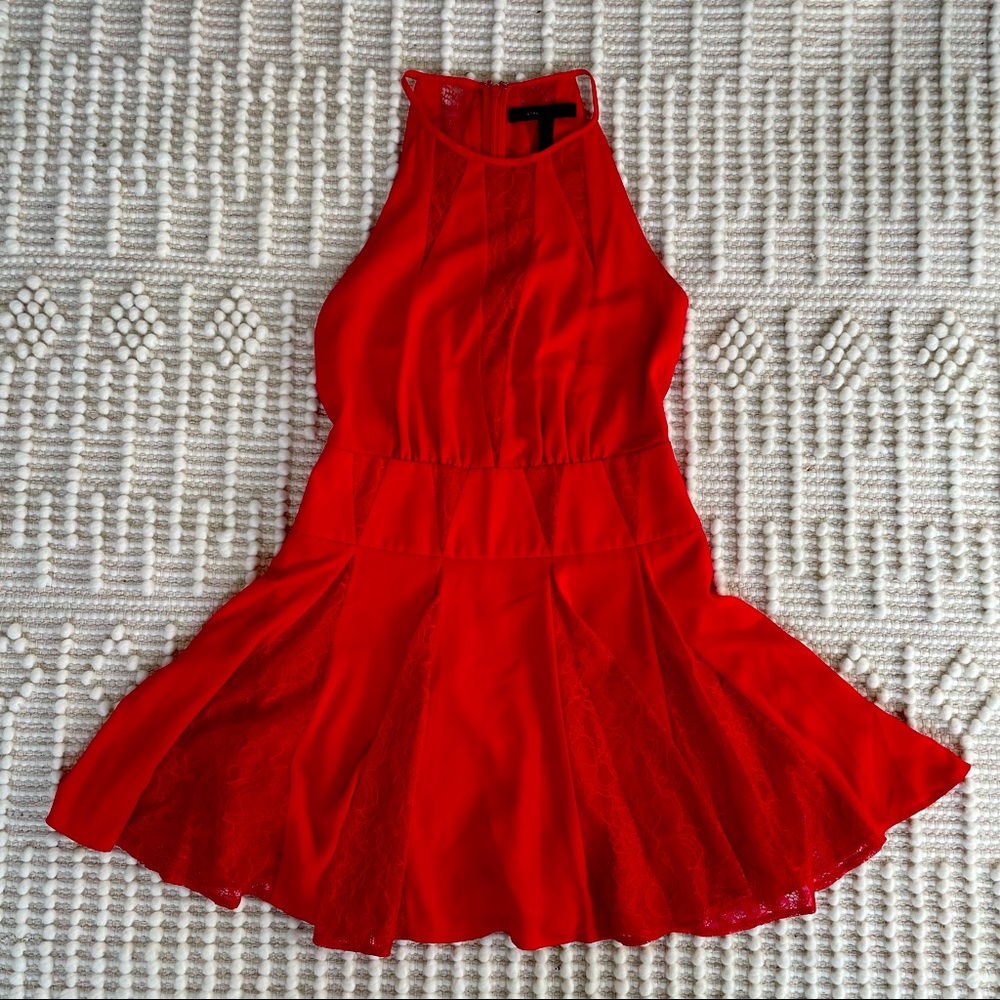 BCBG Red Lace Short Mini Dress